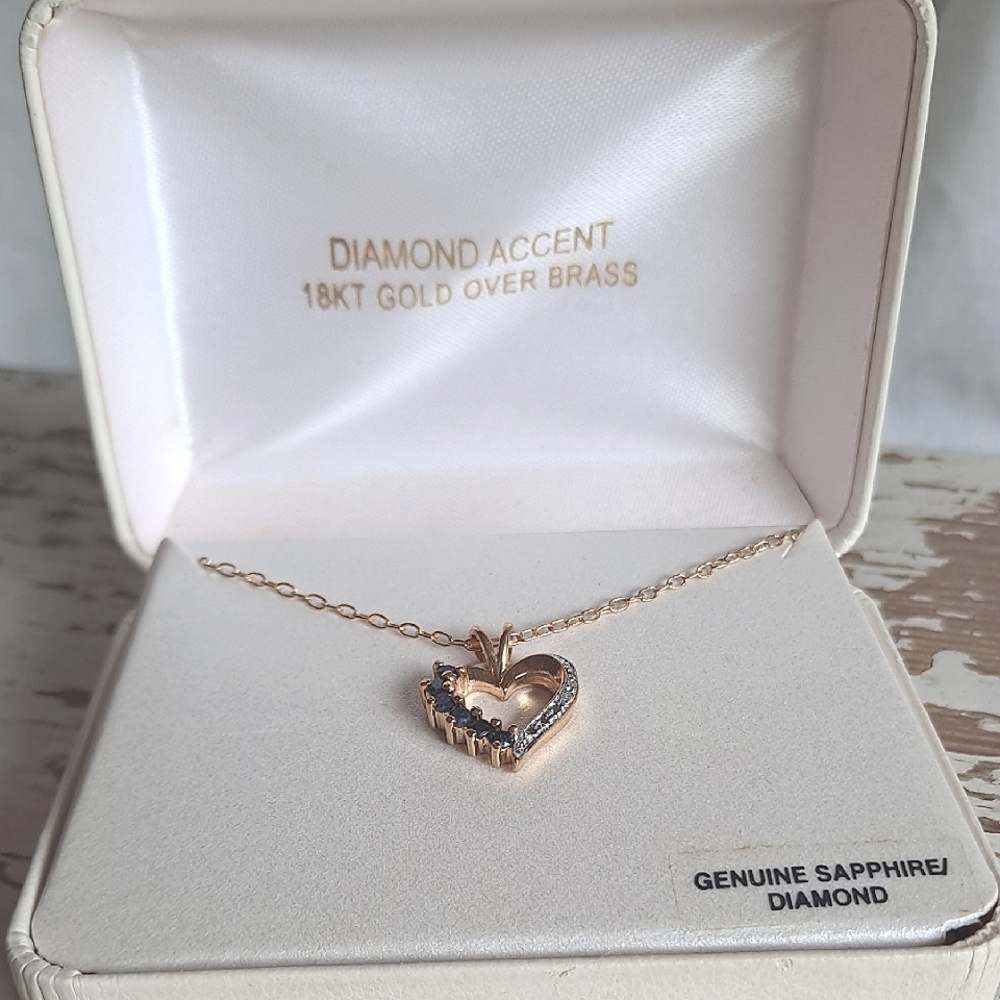Diamond Sapphire Heart Necklace